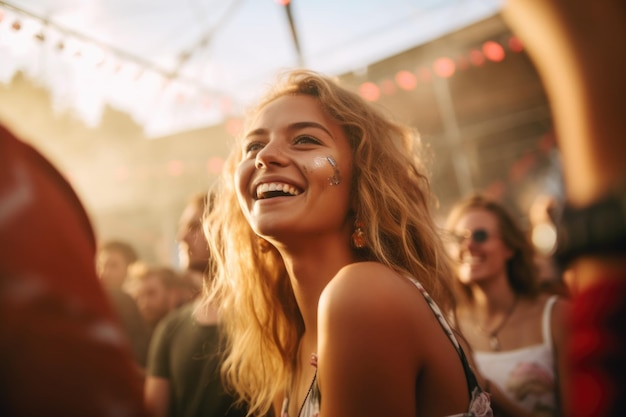 Foto grátis jovem expressão feliz em uma festa desfrutando ai gerado