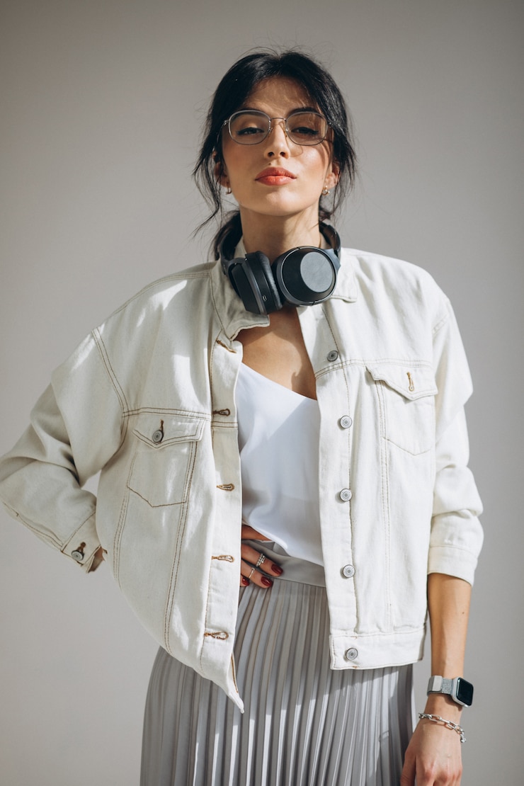 Foto grátis jovem mulher bonita ouvindo música em fones de ouvido sem fio