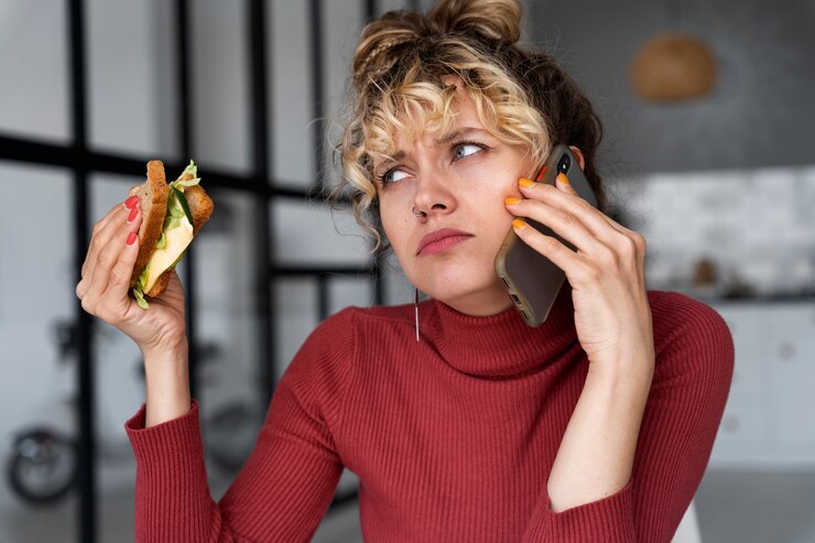 Foto grátis jovem mulher com penteado de coque bagunçado