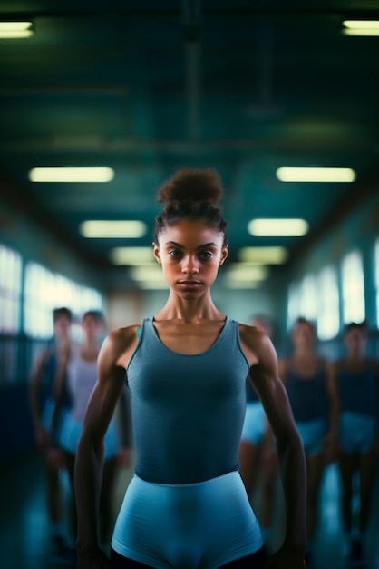 Foto grátis jovem treinando na academia no esporte de ginástica