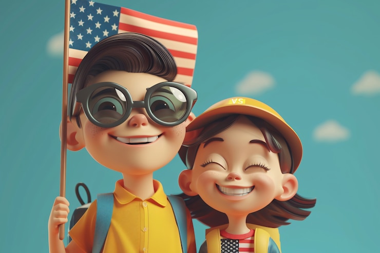 Foto grátis jovens amigos com a bandeira americana para nós celebração do dia da lealdade nacional