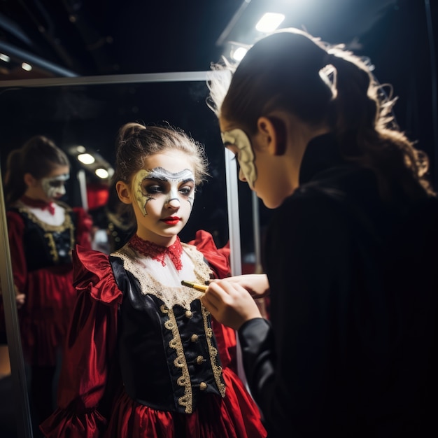 Foto grátis jovens atrás do palco de uma produção teatral