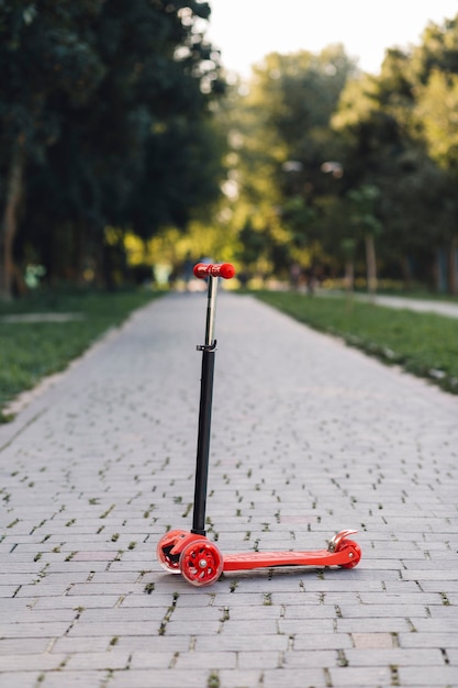 Foto grátis kick scooter na passarela no parque