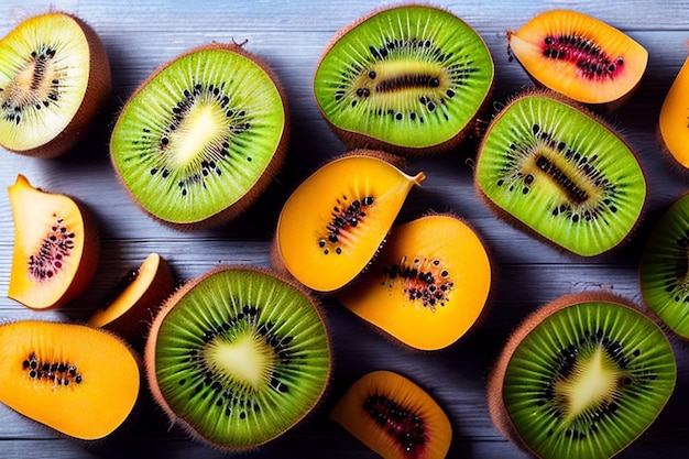 Foto grátis kiwis com a palavra kiwi ao lado