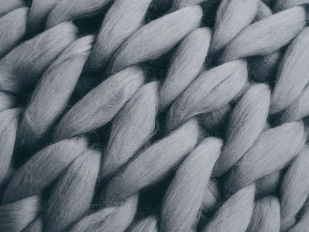 Lã de merino feita à mão grande manta. close-up de manta de malha. Foto Premium