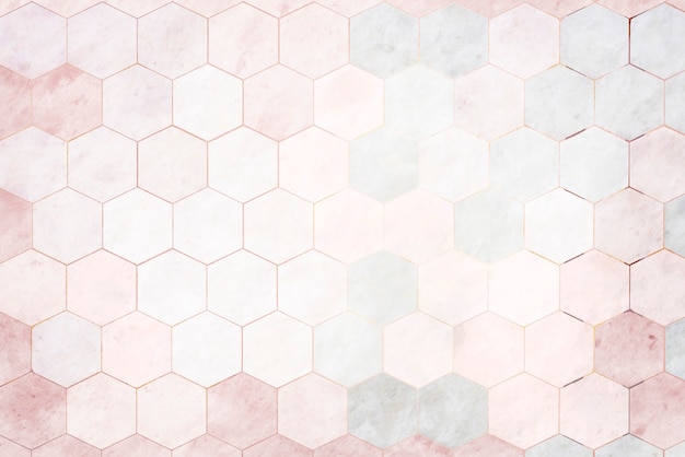 Ladrilhos de mármore rosa hexagonais com fundo estampado