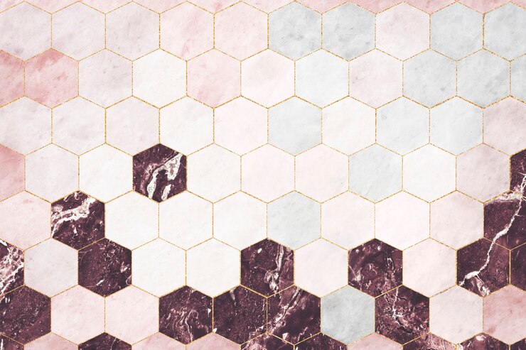 Foto grátis ladrilhos hexagonais de mármore rosa estampados