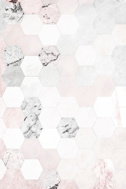 Foto grátis ladrilhos hexagonais de mármore rosa estampados