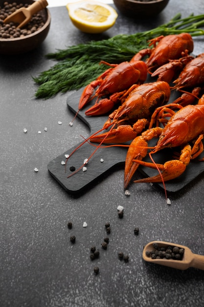 Foto grátis lanche de lagostim cozido e preparado