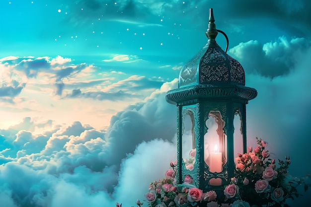 Lanterna de celebração islâmica do Ramadã em estilo de fantasia