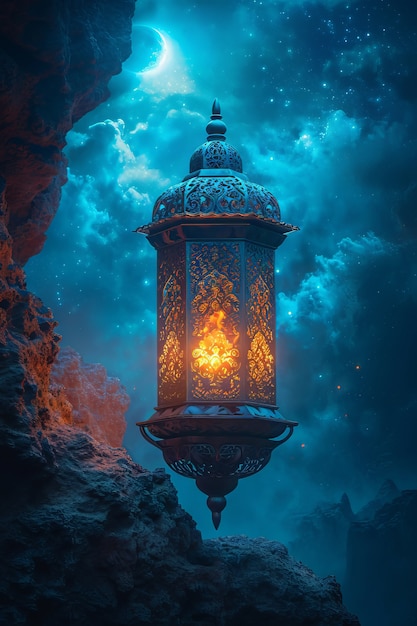 Foto grátis lanterna de estilo fantasia para a celebração islâmica do ramadã