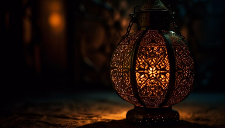 Foto grátis lanternas iluminadas adornam a noite do ramadã geradas por ia