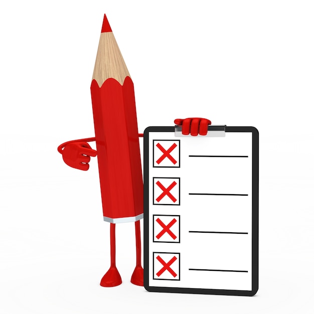 Foto grátis lápis vermelho segurando uma lista negativa