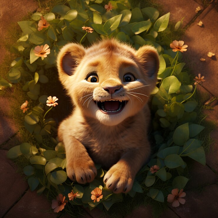 Foto grátis leão fofo na natureza ao ar livre