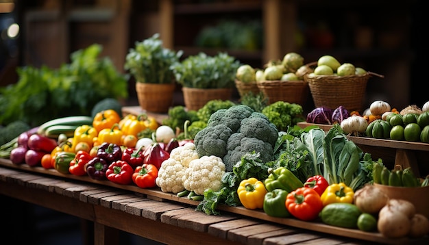 Legumes frescos e frutas, alimentação saudável, variedade orgânica gerada por inteligência artificial