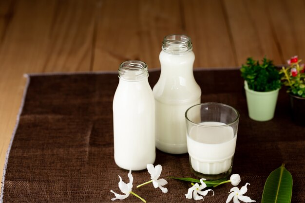 leite produtos lácteos saudáveis na mesa