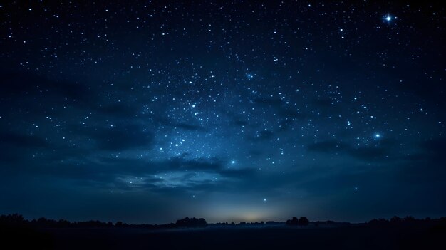 Leite sobre a montanha à noite com estrelas