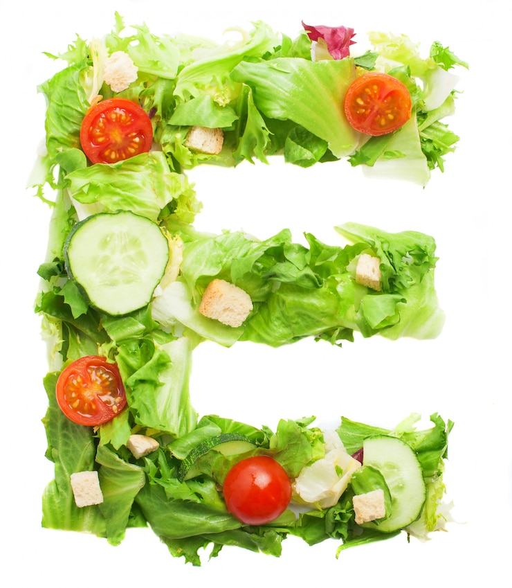Foto grátis letra e saborosa feita com vegetais frescos