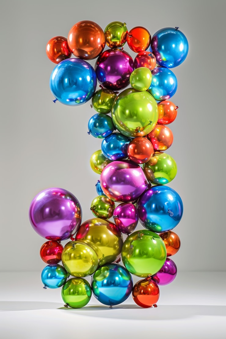 Foto grátis letras de torção de balão em fundo plano
