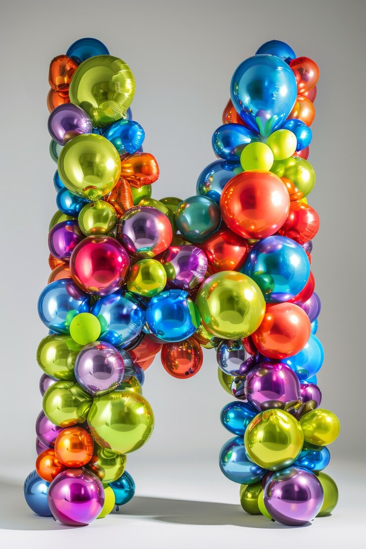 Foto grátis letras de torção de balão em fundo plano