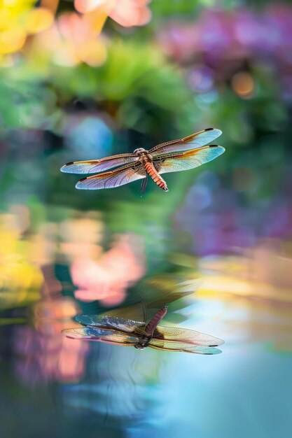 Libélula fotorrealista na natureza