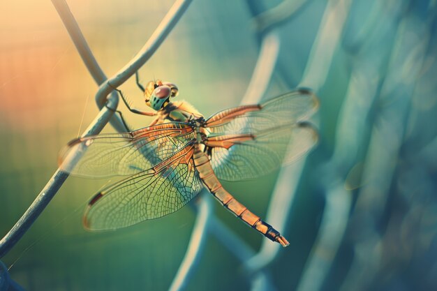 Libélula fotorrealista na natureza