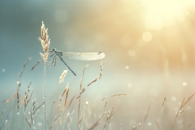 Libélula fotorrealista na natureza