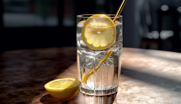 Foto grátis limonada refrescante em mesa de madeira perfeita para o verão gerada por inteligência artificial