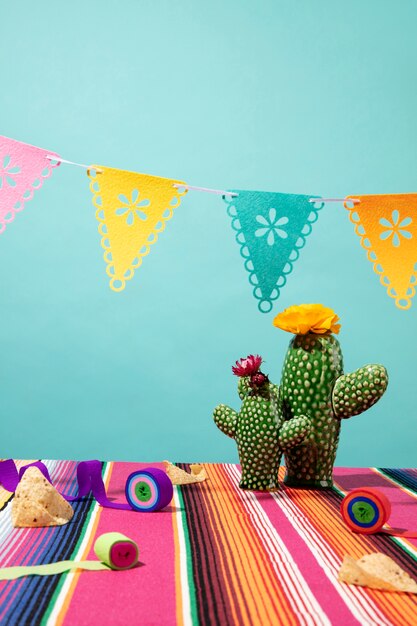 Linda decoração de festa mexicana