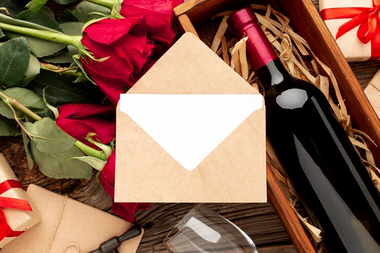 Foto grátis linda variedade para o jantar do dia dos namorados com envelope