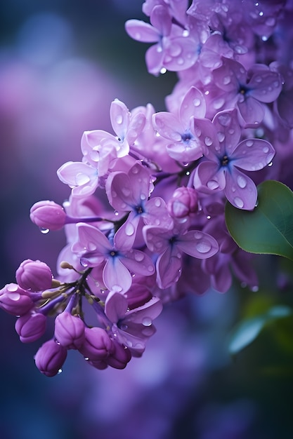 Lindas flores com gotas de água