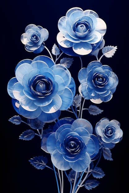Lindas rosas azuis em estúdio