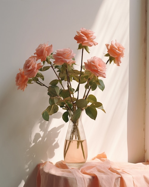 Foto grátis lindas rosas florescendo em vaso