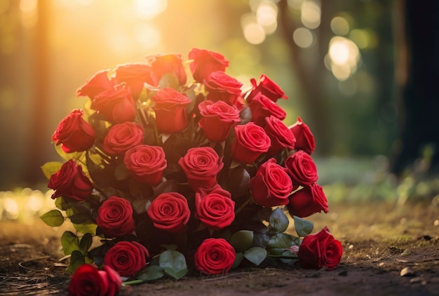 Foto grátis lindo buquê de rosas ao ar livre