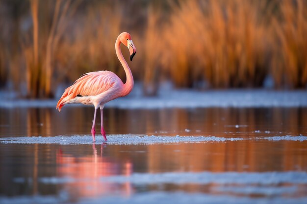 Lindo flamingo no lago