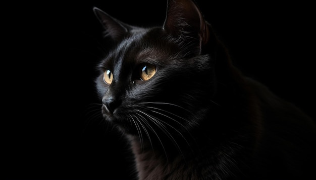 Lindo gatinho felino olhando com alerta ao ar livre gerado por IA