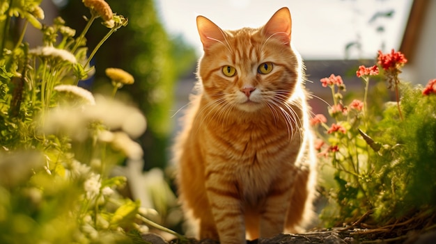 Lindo gato peludo ao ar livre