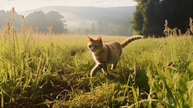 Lindo gato peludo ao ar livre