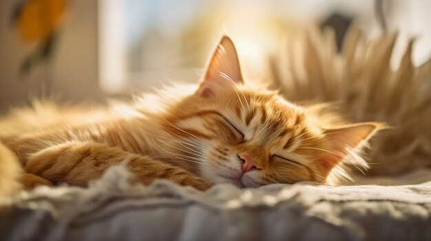 Lindo gato peludo relaxando dentro de casa