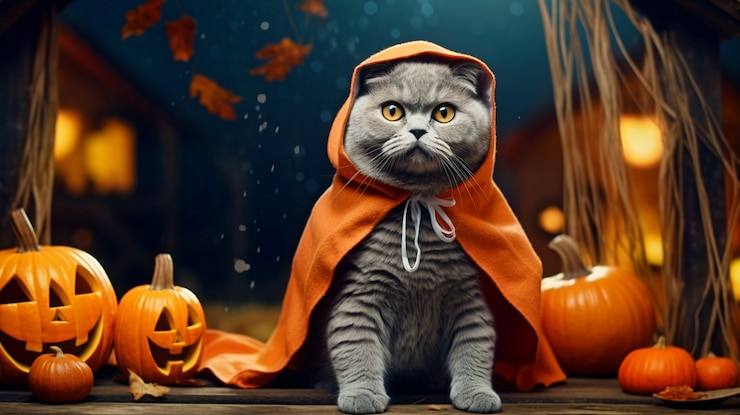 Foto grátis lindo gato peludo relaxando dentro de casa