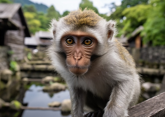 Foto grátis lindo macaco passando tempo na natureza