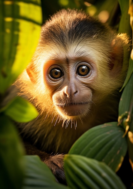 Foto grátis lindo macaco passando tempo na natureza