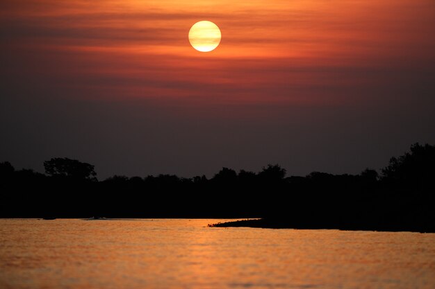 lindo pôr do sol no pantanal norte