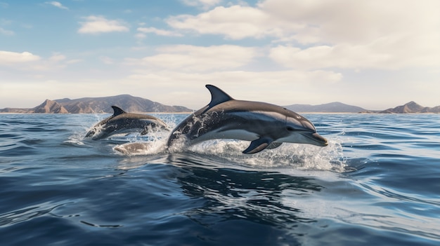 Foto grátis lindos golfinhos nadando juntos