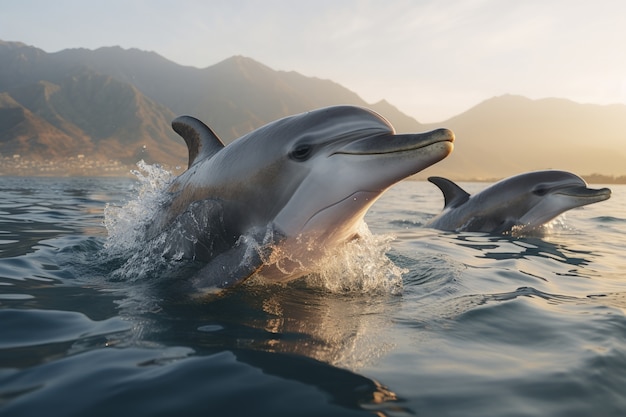 Foto grátis lindos golfinhos nadando