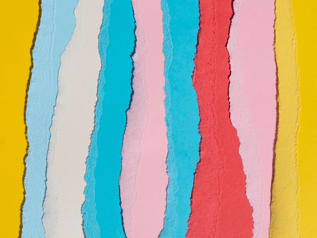 Linhas de papel abstratas rasgadas verticais coloridas