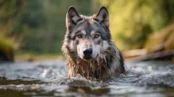 Foto grátis lobo no ambiente natural