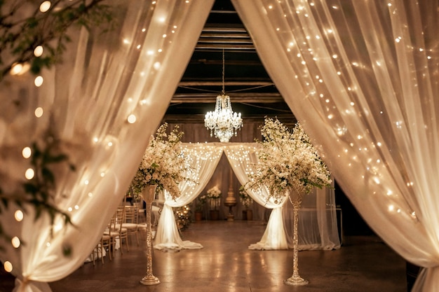 Local de casamento fotorrealista com decoração e ornamentos intrincados