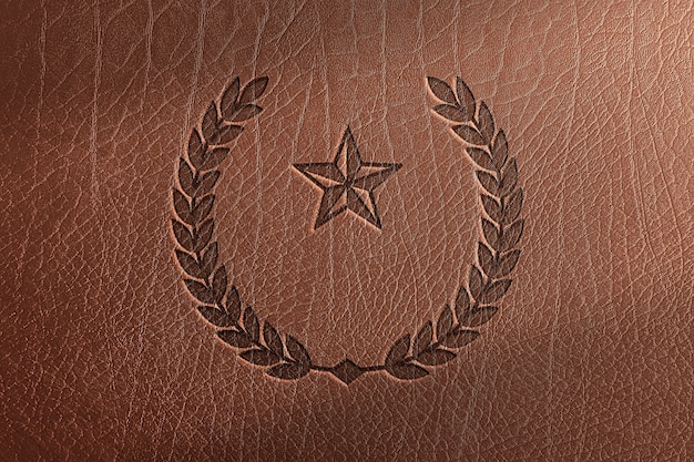 Logotipo da laurel em fundo de textura de couro