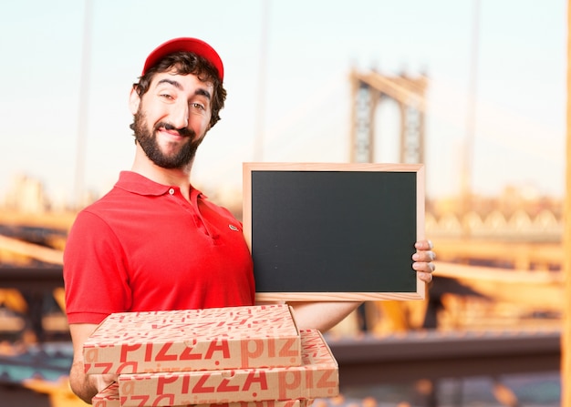 louco comerciante expressão feliz